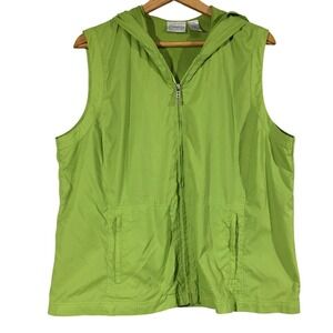 Zenergy BY‎ CHICOS Size 3 Hooded Zip Vest Lime Green Lightweight Activewear